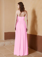 Chiffon Long Strapless Dress for Bridemsids-Candy Pink