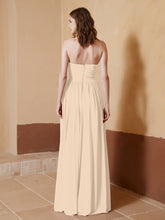 Chiffon Long Strapless Dress for Bridemsids-Champagne