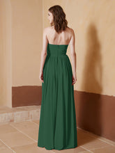 Chiffon Long Strapless Dress for Bridemsids-Dark Green