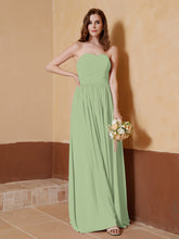 Chiffon Long Strapless Dress for Bridemsids-Dusty Sage