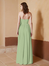 Chiffon Long Strapless Dress for Bridemsids-Dusty Sage