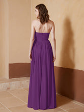 Chiffon Long Strapless Dress for Bridesmaids Grape Plus Size