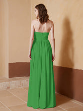 Chiffon Long Strapless Dress for Bridemsids-Green