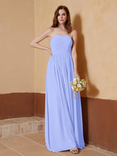 Chiffon Long Strapless Dress for Bridesmaids Lavender