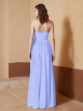Chiffon Long Strapless Dress for Bridesmaids Lavender
