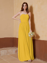 Chiffon Long Strapless Dress for Bridesmaids Marigold
