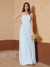Chiffon Long Strapless Dress for Bridesmaids Mist