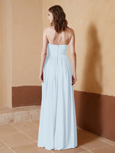 Chiffon Long Strapless Dress for Bridesmaids Mist