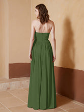 Chiffon Long Strapless Dress for Bridemsids-Moss