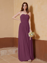 Chiffon Long Strapless Dress for Bridemsids-Mulberry