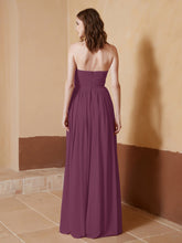 Chiffon Long Strapless Dress for Bridemsids-Mulberry