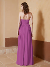 Chiffon Long Strapless Dress for Bridemsids-Orchid