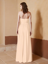Chiffon Long Strapless Dress for Bridemsids-Peach
