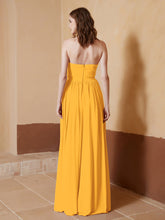 Chiffon Long Strapless Dress for Bridemsids-Tangerine