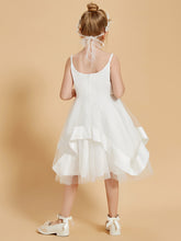 Square Neckline Ruffles Knee-Length Flower Girl Dress