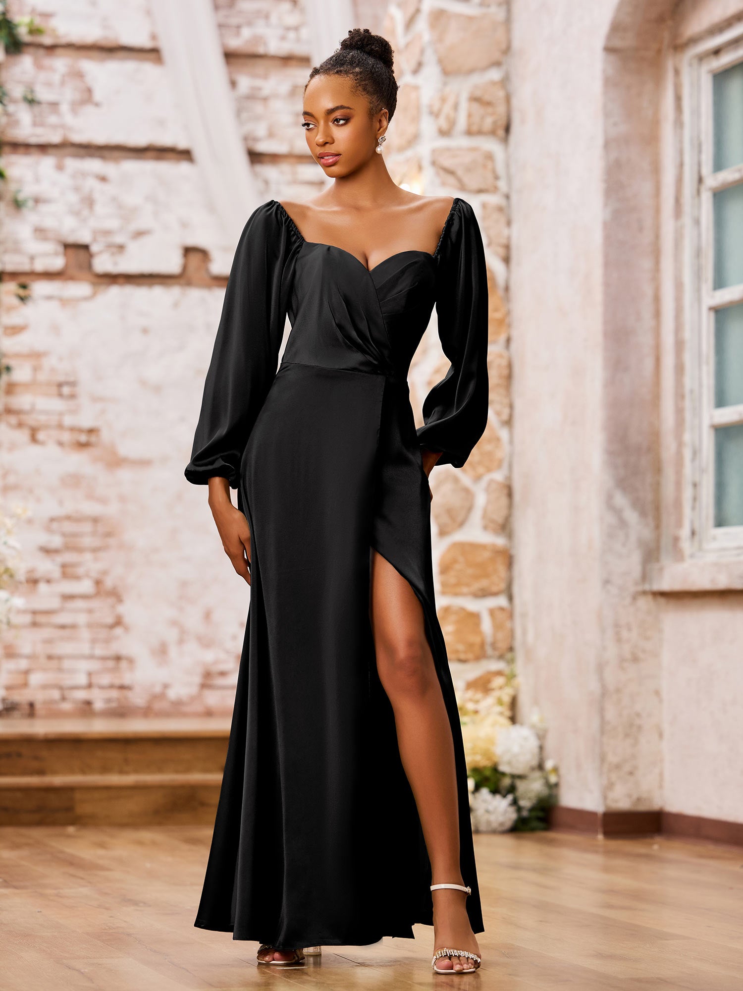 A-line Sweetheart Neck Cutout Dress With Slit Sage main image 1