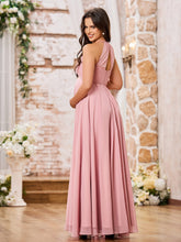 A-line Halter Empire Floor Length Chiffon Bridesmaid Gowns Dusty Rose