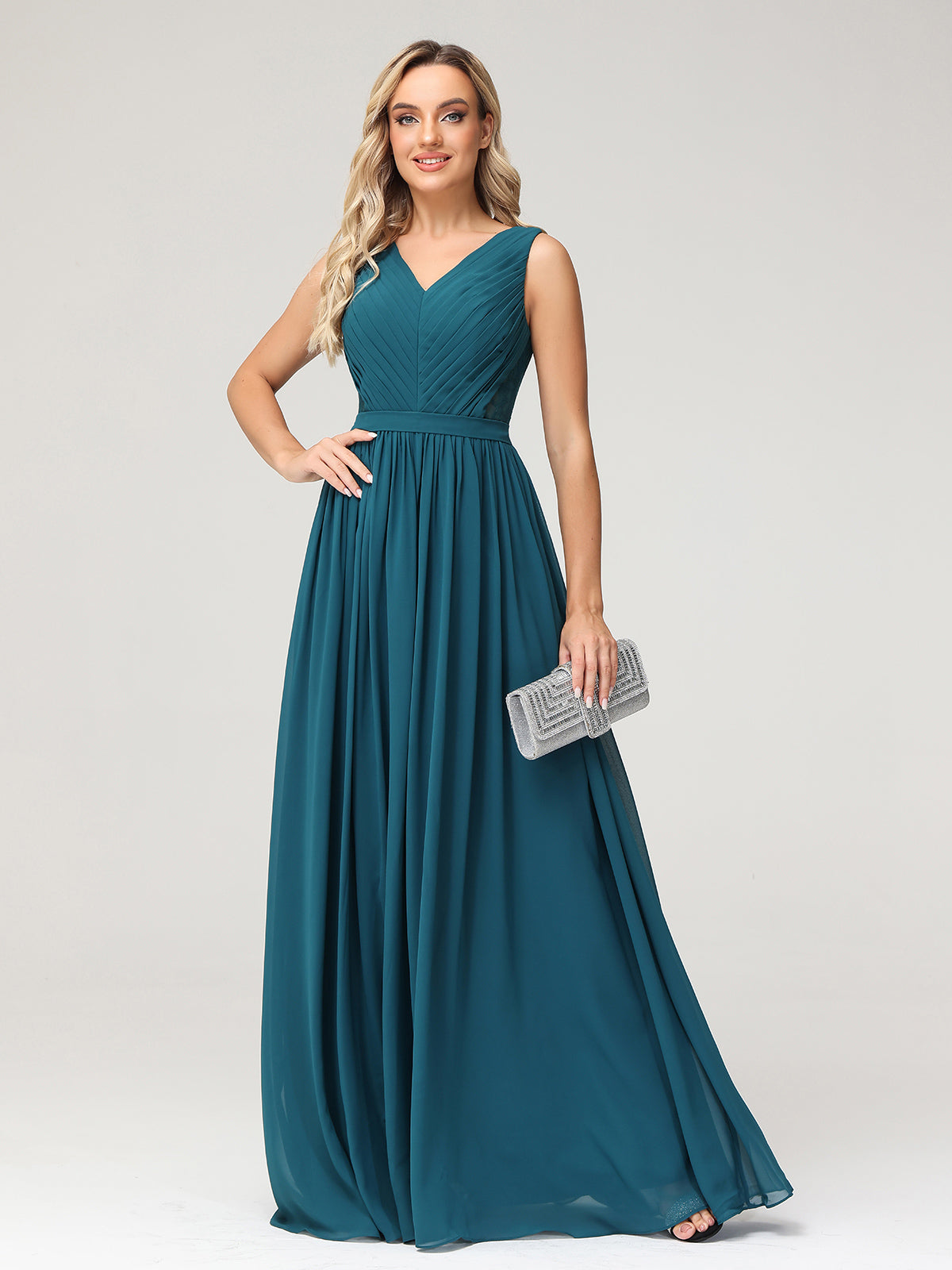 Halter Chiffon Gown Triangular Open Back Peacock Plus Size main image 0