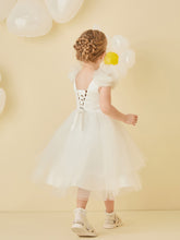 Lace-up Back Tulle Tea-Length Flower Girl Dress