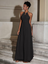 Halter Chiffon Long Dresses for Bridesmaids-Black