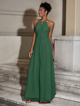 Halter Chiffon Long Dresses for Bridesmaids-Dark Green