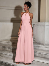 Halter Chiffon Long Dresses for Bridesmaids-Dusty Rose