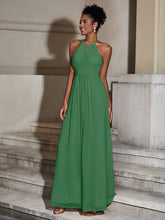 Halter Chiffon Long Dresses for Bridesmaids-Emerald