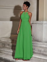 Halter Chiffon Long Dresses for Bridesmaids-Green