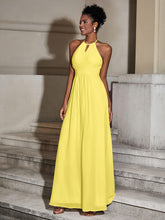 Halter Chiffon Long Dresses for Bridesmaids-Lemon