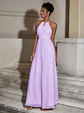 Halter Chiffon Long Dresses for Bridesmaids-Lilac