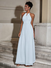 Halter Chiffon Long Dresses for Bridesmaids-Mist
