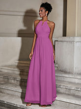 Halter Chiffon Long Dresses for Bridesmaids-Orchid