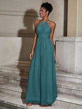 Halter Chiffon Long Dresses for Bridesmaids-Peacock