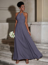 Halter Chiffon Long Dresses for Bridesmaids-Stormy