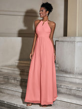 Halter Chiffon Long Dresses for Bridesmaids-Sunset
