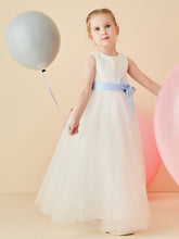 Lace Tulle Back Keyhole Flower Girl Dress with Sash