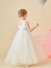 Lace Tulle Back Keyhole Flower Girl Dress with Sash