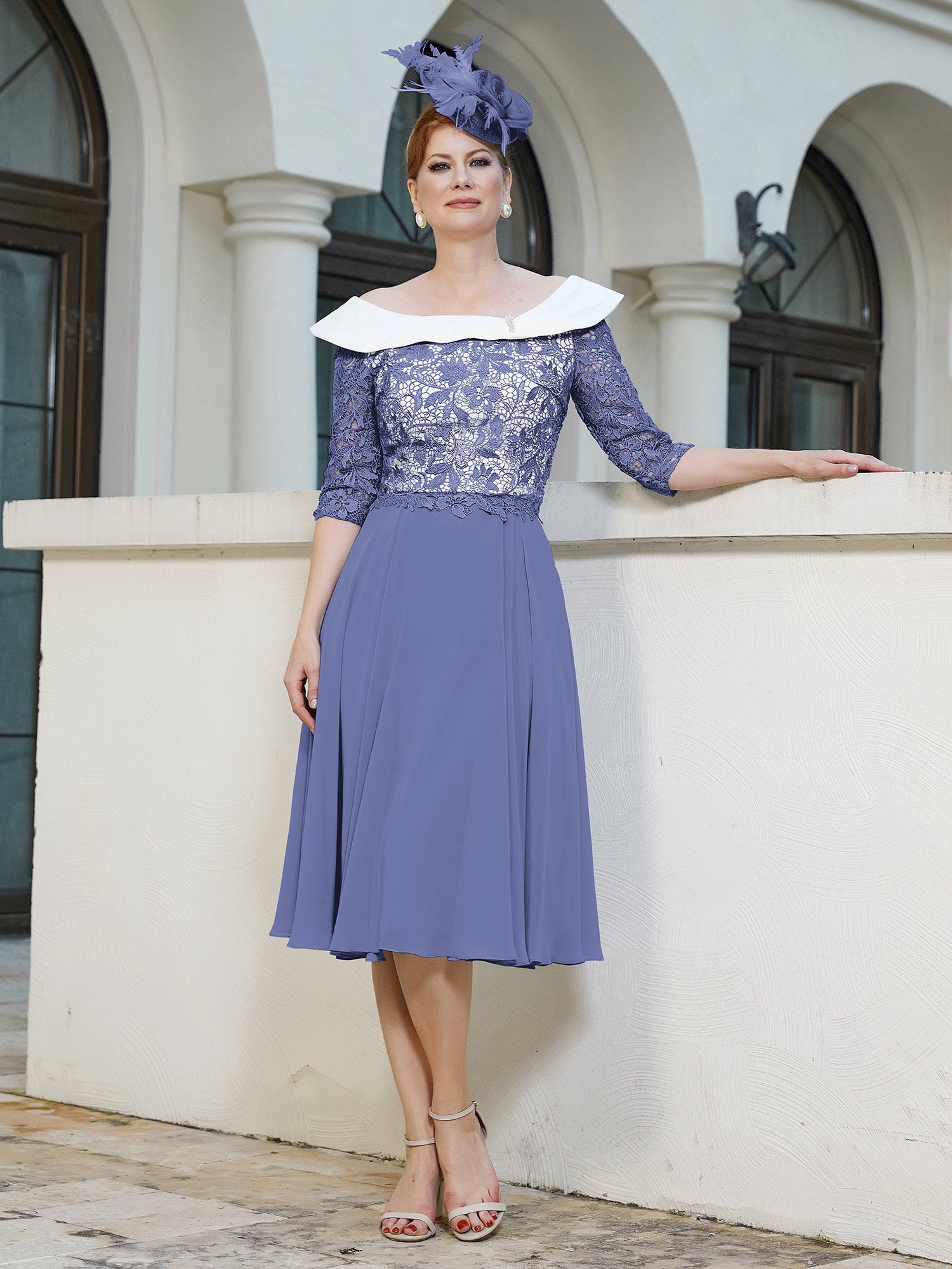 Square Neckline Ruched Chiffon Floor-length Dress Periwinkle