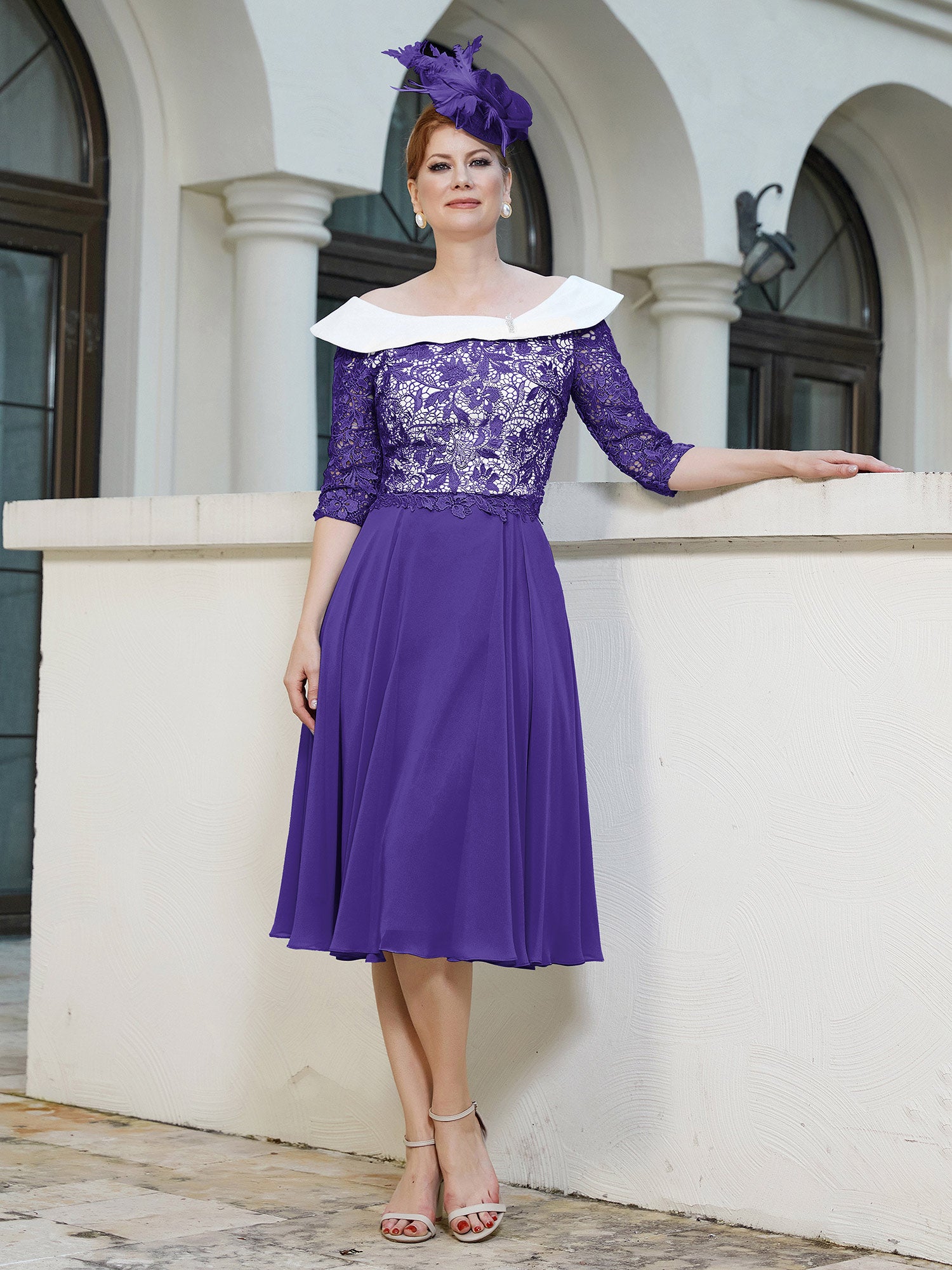 slim fit dress slacks High Neck Formal Dress Regency One Shoulder with Ruched Beads main image 1