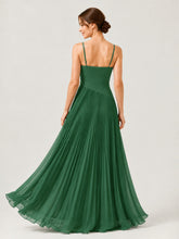 Pleated Chiffon Cami Gown with Surplice Ruched Bodice Agave