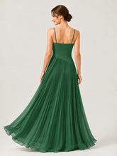 Pleated Chiffon Cami Gown with Surplice Ruched Bodice Stormy
