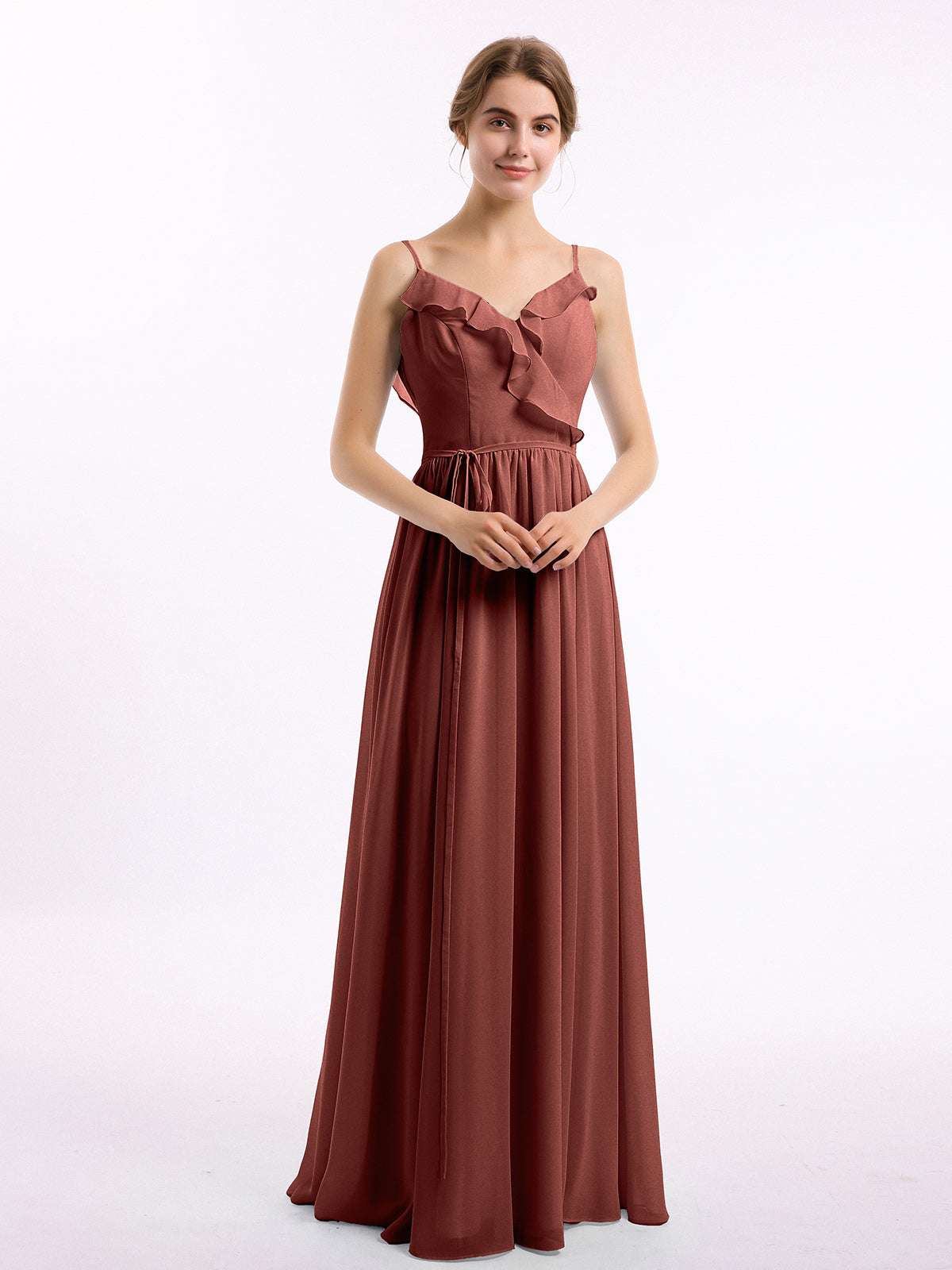 terracotta chiffon bridesmaid dress Faye | Terracotta main image 1
