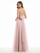 Sweetheart Strapless Neck Tulle Dresses with Bow-Dusty Rose