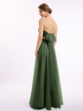 Sweetheart Strapless Neck Tulle Dresses with Bow-Olive Green