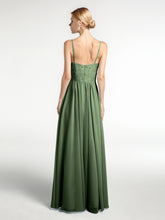 Spaghetti Straps Chiffon and Lace Dresses-Olive Green