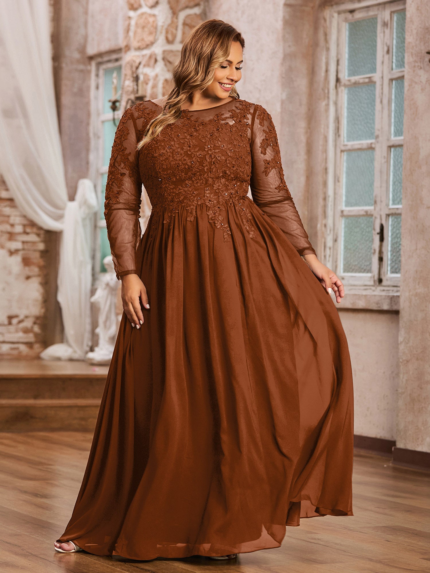 Sweetheart Neck Strapless Tulle Dress with Bow Terracotta Plus Size