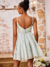 Spaghetti Straps Princess Print Chiffon Mini Dresses