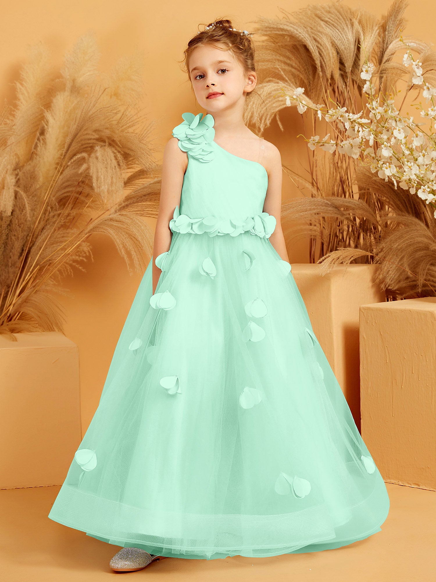 green emerald velvet dress Elegant Sage Green Flower Girl Dress Arabic Princess Kids Wedding Birthday Party Gowns Vestidos de Novia J077 Green / Child-12
