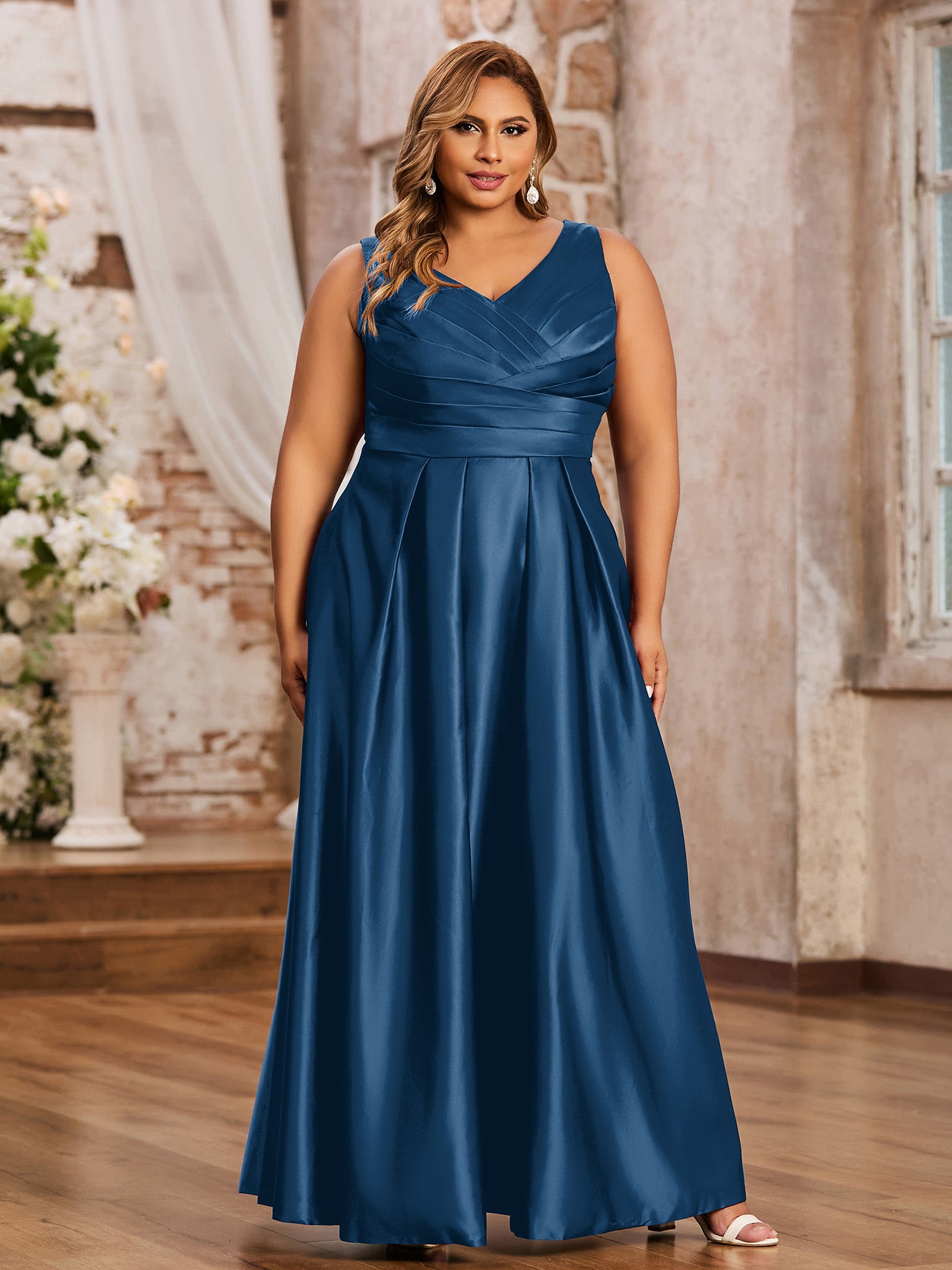 Party Macys Plus Size Formal Dresses Large Size Formal Dresses BABARONI Open Back Long Satin Gown With V-neck-Ink Blue Plus Party Macys Plus Size Formal Dresses Large Size Formal Dresses BABARONI Open Back Long Satin Gown With V-neck-Ink Blue Plus