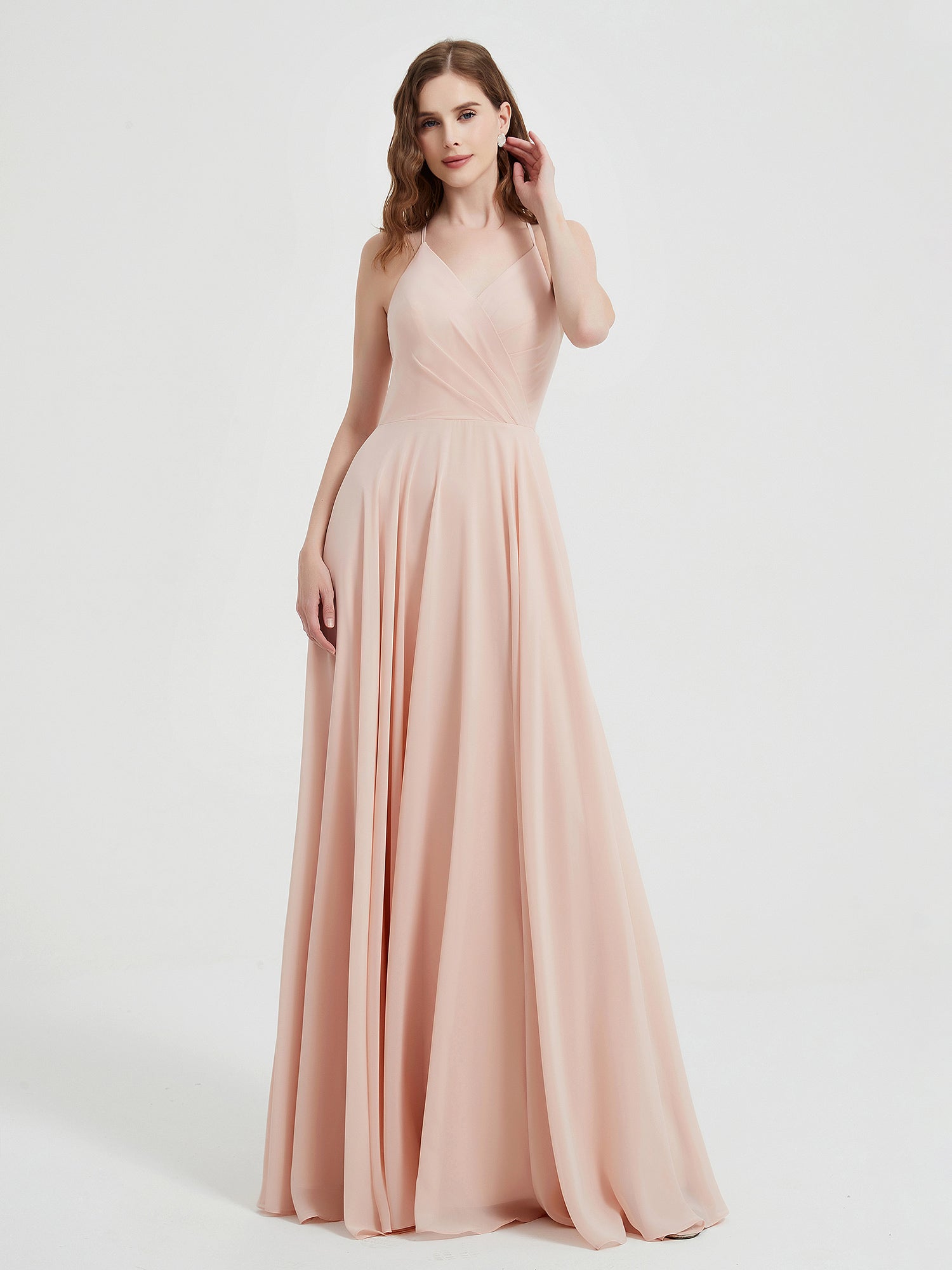 Full Length Chiffon Bridesmaid Dresses Pearl Pink main image 1